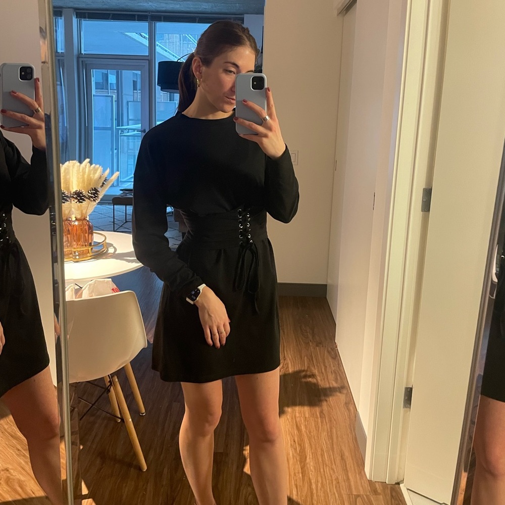 MISSGUIDED Black king sleeve T-shirt dress with corset